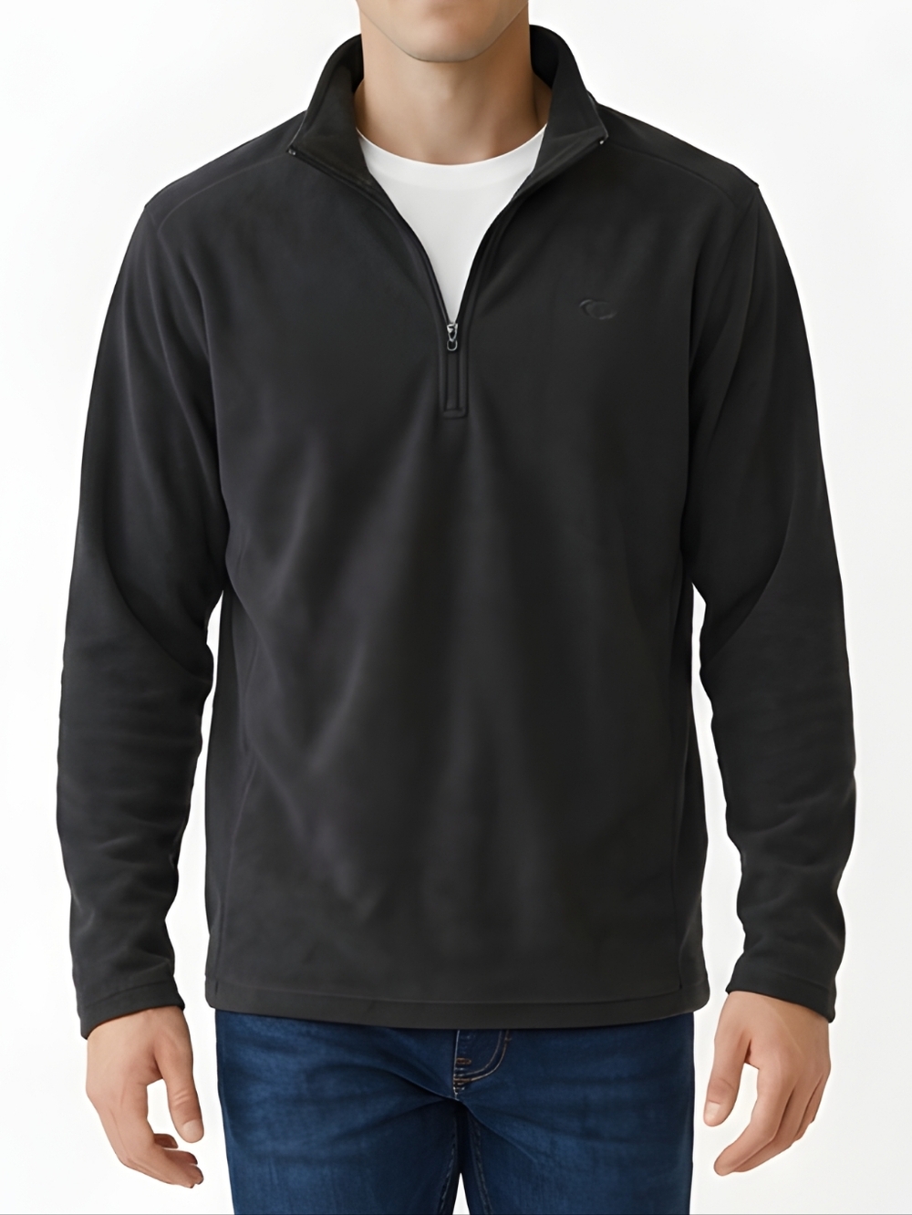 Champion Gray 1/4 Zip Fleece Sports Wear Sweatshirt Size L